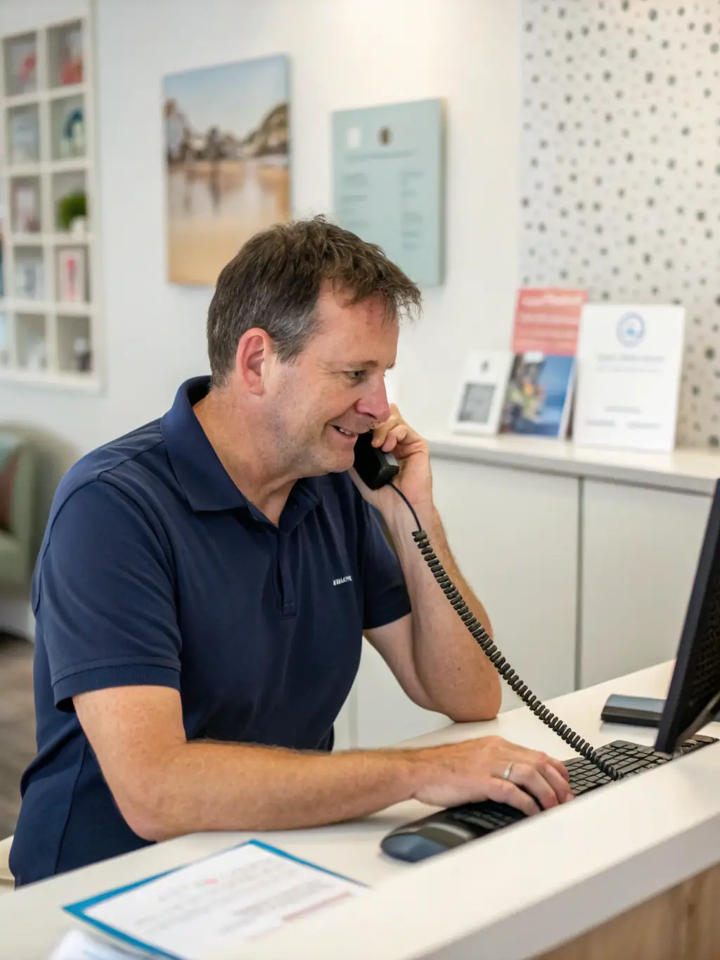 A customer service representative assisting a client with their logistics needs, highlighting personalized support.
